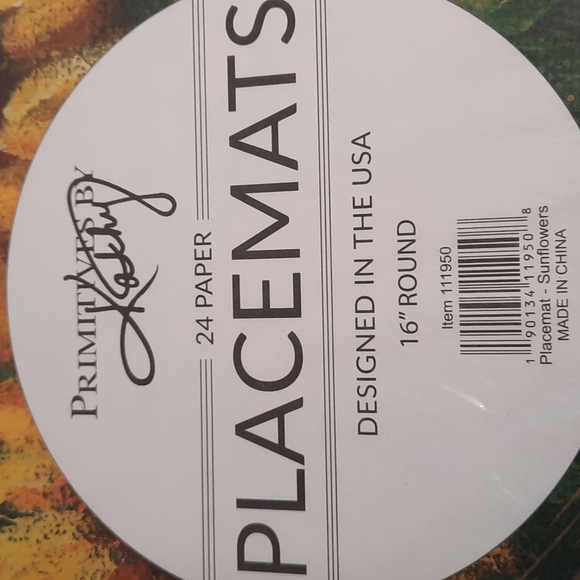 Paper Placemats set 24 16" Round Everyday Sunflowers Bumblebees - Picture 3 of 3